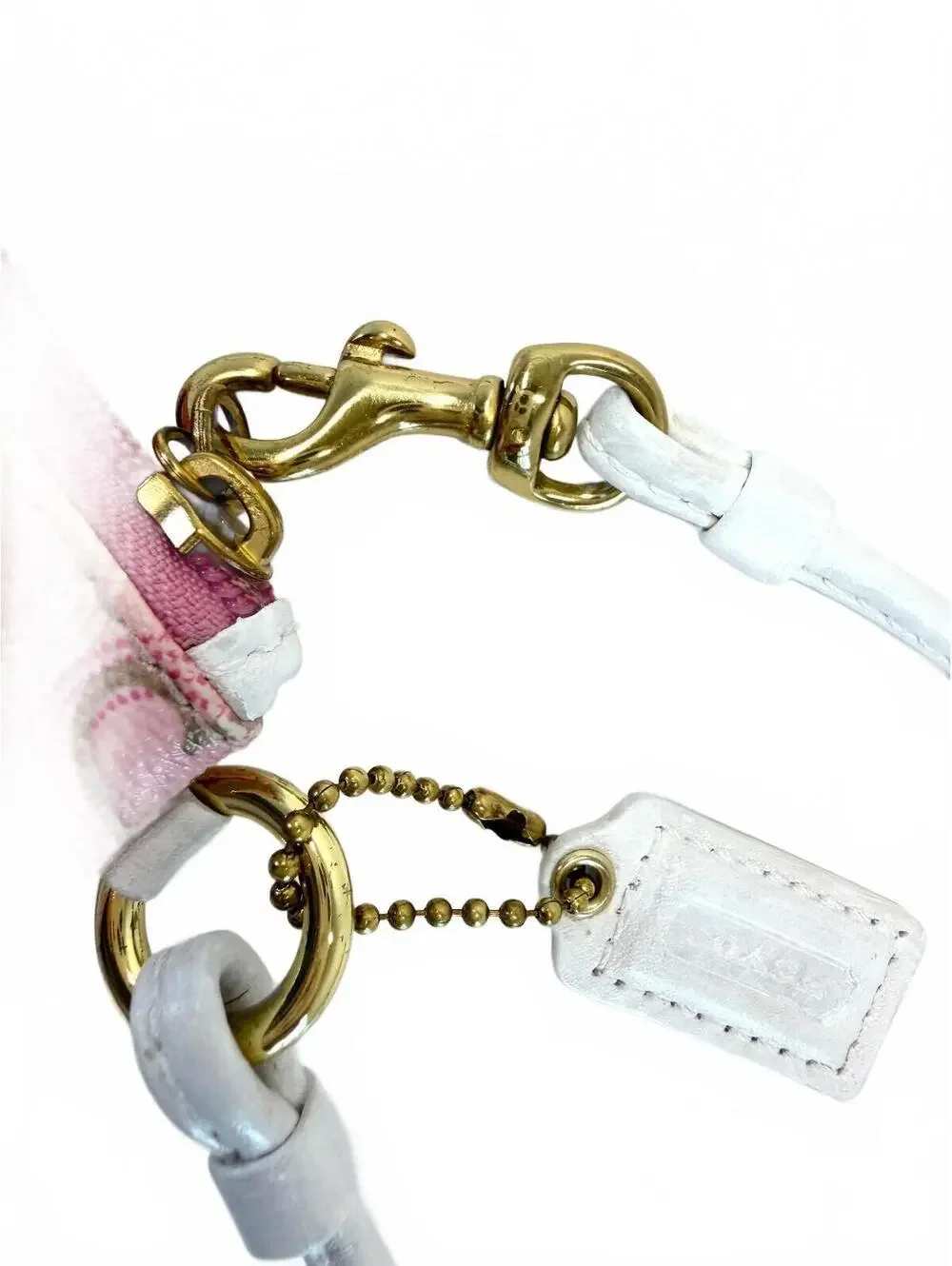 Coach | Pink Optic C Heart Print Wristlet Pouch | White Trim
